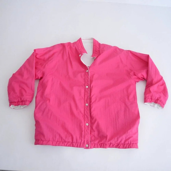 Vintage Dani Colby Pink or White Reversible Button Up Lightweight Jacket 1X - Picture 5 of 16